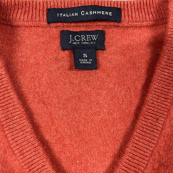 J.Crew Sweater Mens Small Orange Italian Cashmere V Neck Pullover Style S5984 - Picture 2 of 10